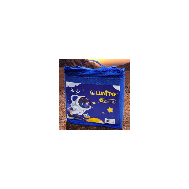 Estuche Astronauta con Base con 60 Plumones Marcadores Doble Punta