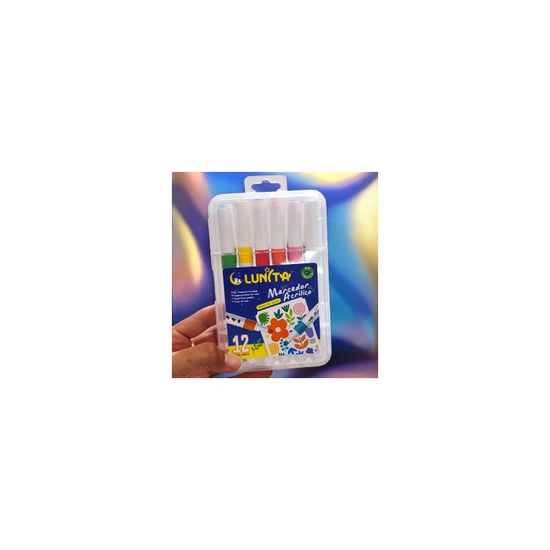 Estuche Lunita con Plumones Acrilicos 12 pzs L250-12