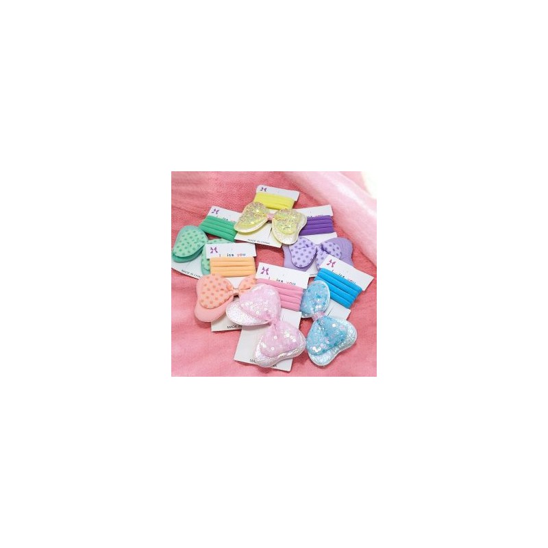 Kit de Pinza con Moño o Flor y 4 Ligas