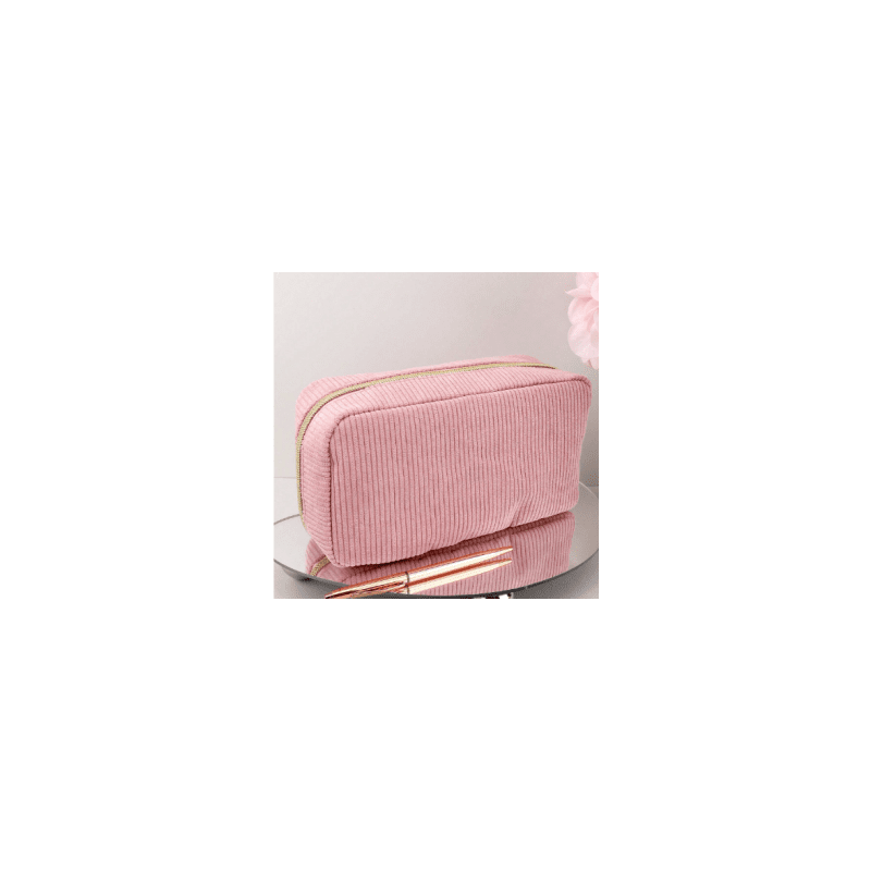Lápicera/Cosmetiquera Cuadrada Pana Color Rosa