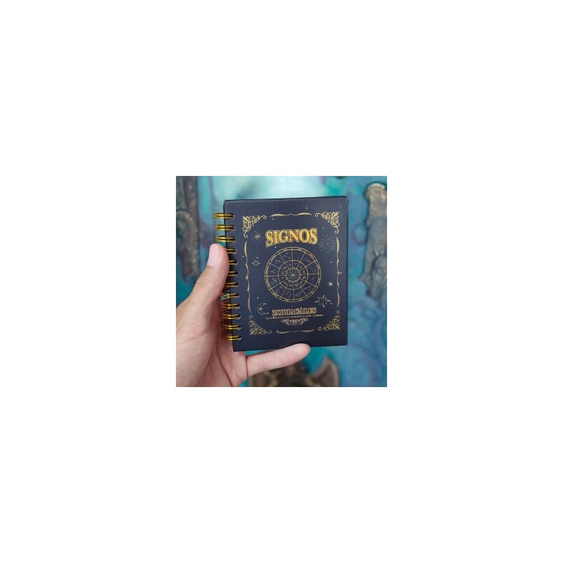 Mini Libreta 50 Hojas 100% Negras diseño signos Zodiacales Espiral