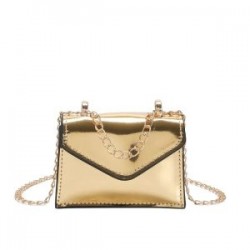 Mini Bolso Crossbody para Dama con Cadena Brilloso color Dorado