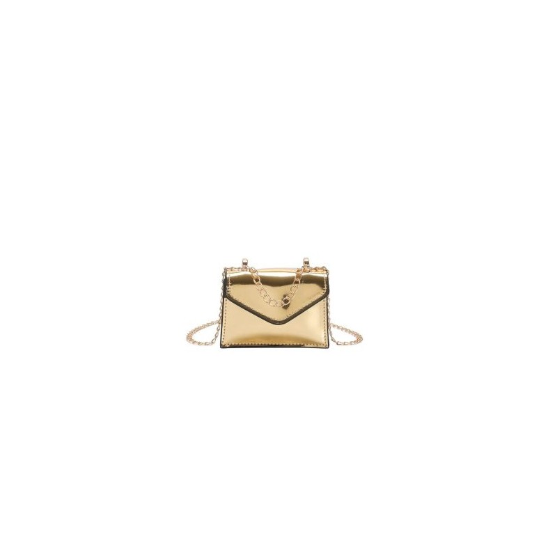 Mini Bolso Crossbody para Dama con Cadena Brilloso color Dorado