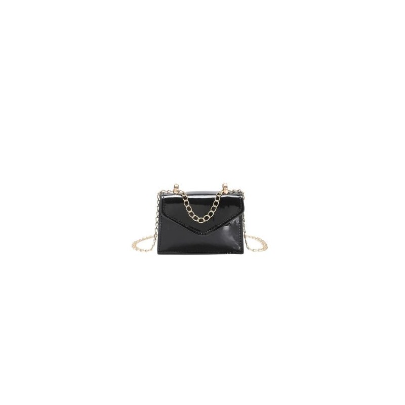 Mini Bolso Crossbody para Dama con Cadena Brilloso color Negro
