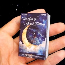 Mini Libretita con 100 Hojas Decoradas de Tarjeta para decoración The Sea of Stars Falling