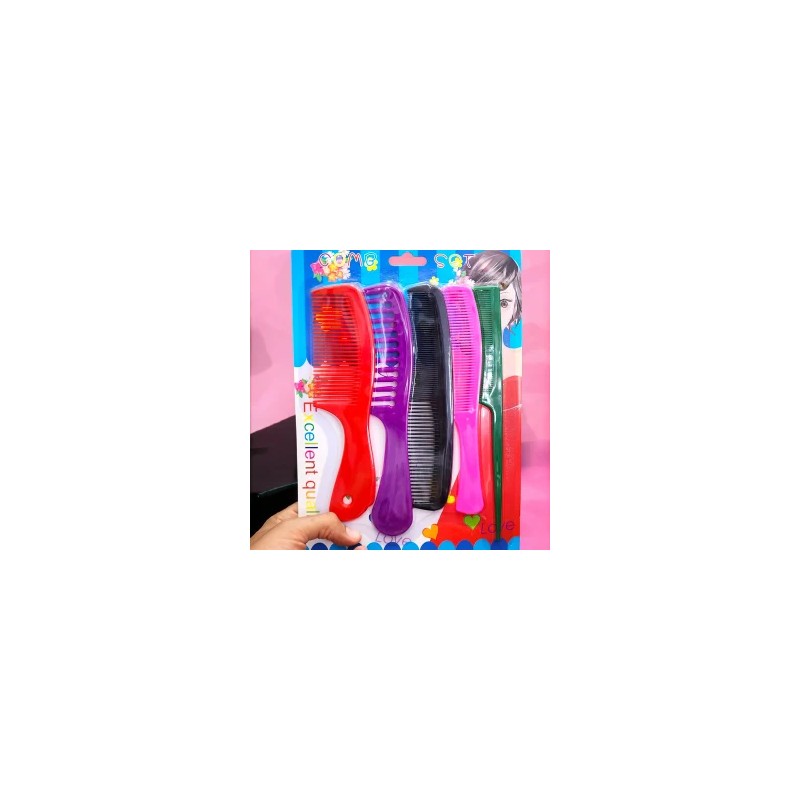 Pack con 5 Peines de plástico para cabello diferentes