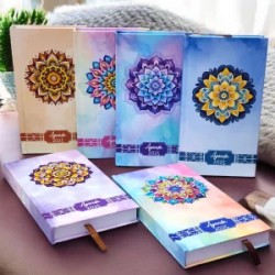 Agenda Diaria 2025 Cosida Planificadora Pasta Dura Mandalas Tamaño Bolsillo