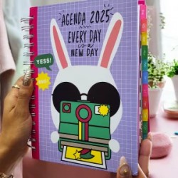 Agenda 2025 Pasta Dura Grande Completa Con Separadores Conejo Kawaii 2025 YC012271