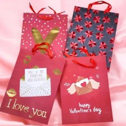 Bolsa de Regalo Navideña con Brillos 3D Mediana
