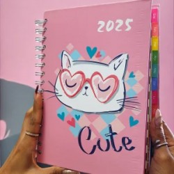 Agenda 2025 Pasta Dura Grande Completa Con Separadores Gato Cute 2024 YC012271