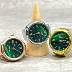 Anillo Reloj Esfera Verde Vintage