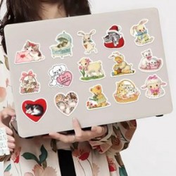 Pack con 50 Stickers Impermeables Animales Vintage Kawaii