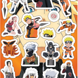 Planilla con 18 Stickers Cortados con Laser Naruto