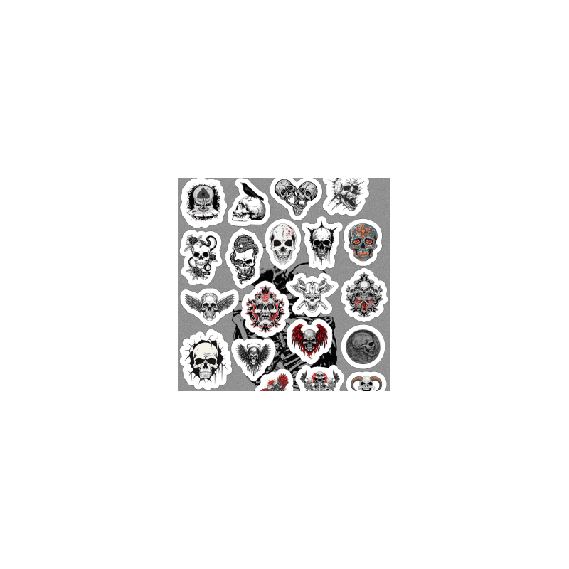 Planilla con 29 Stickers Cortados con Laser Calaveras