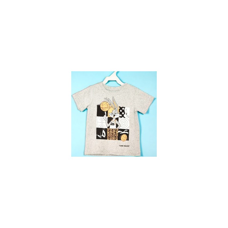 Playera Kids Manga Corta Estampada Space Bugs Gris