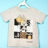 Playera Kids Manga Corta Estampada Space Bugs Gris