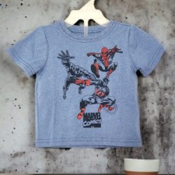 Playera Kids Manga Corta Estampada Spider, Panther y Captain Azul
