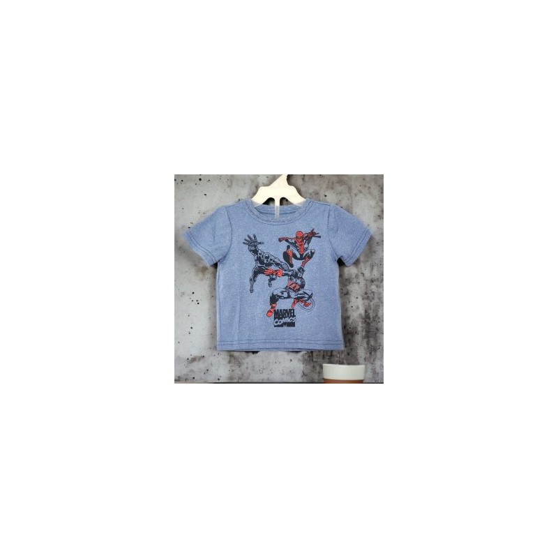 Playera Kids Manga Corta Estampada Spider, Panther y Captain Azul