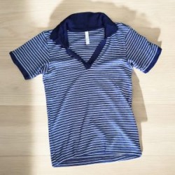 Playera para Dama Polo Azul con Rayas