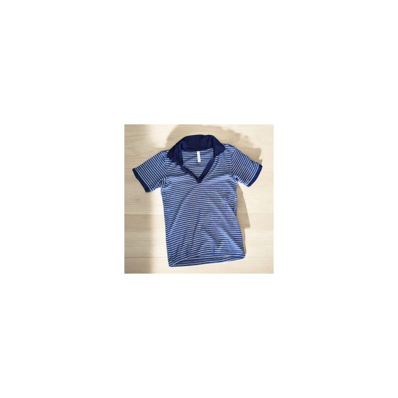 Playera para Dama Polo Azul con Rayas