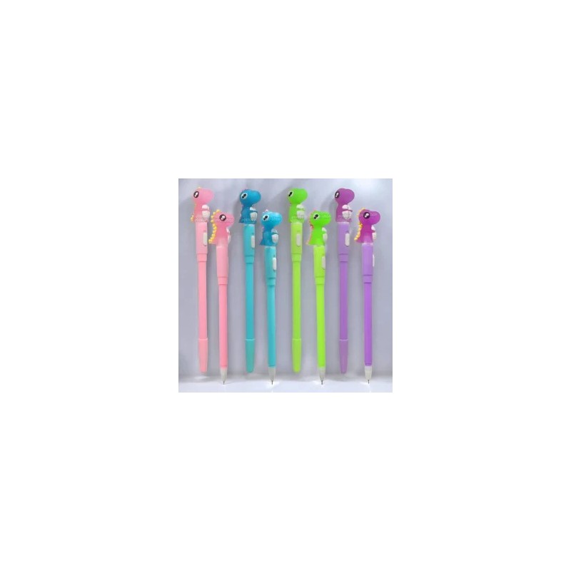 Pluma de Gel Punto Fino con Luz Dinosaurio Kawaii