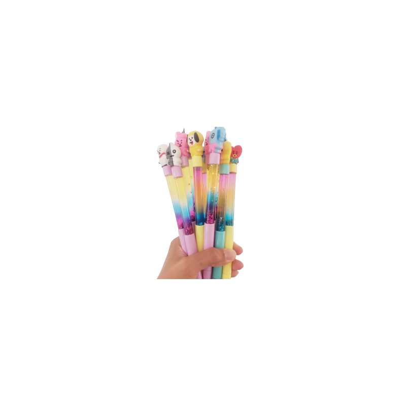PLUMA KAWAII BT21 BTS PUNTO FINO GEL GLITTER