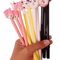 PLUMA KAWAII DONA UNICORNIO-PANDA-GATO Y OSO PUNTO FINO GEL