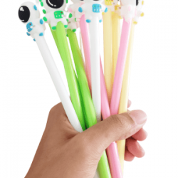 Pluma Kawaii Punto Fino de Gel Astronautas Coloridos