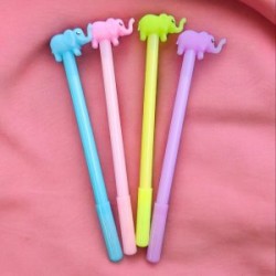 Pluma Kawaii Punto Fino de Gel Elefante Pastel