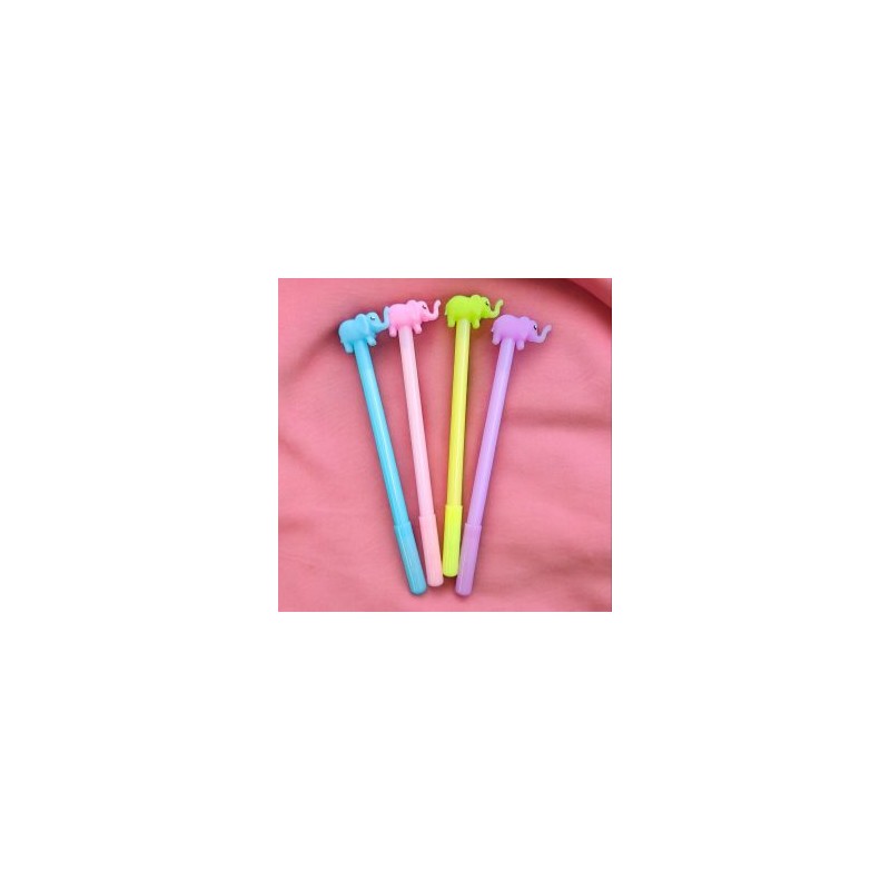 Pluma Kawaii Punto Fino de Gel Elefante Pastel