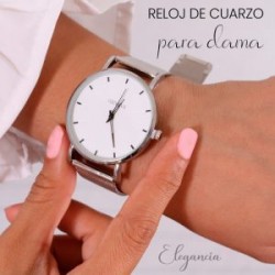 Reloj Dama Ajustable Correa de Metal Plateado