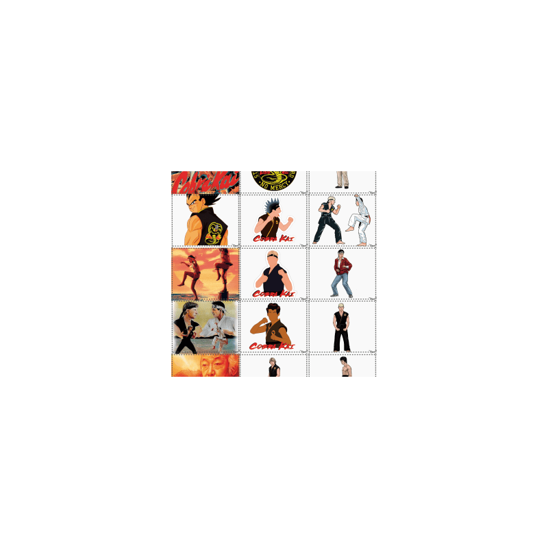 Sticker Calcomanias Cobra Kai Estampas Decorativas Tamaño Carta