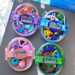 Tupper Ovalo con Borradores Gomas Diseños Kawaii QH-8612