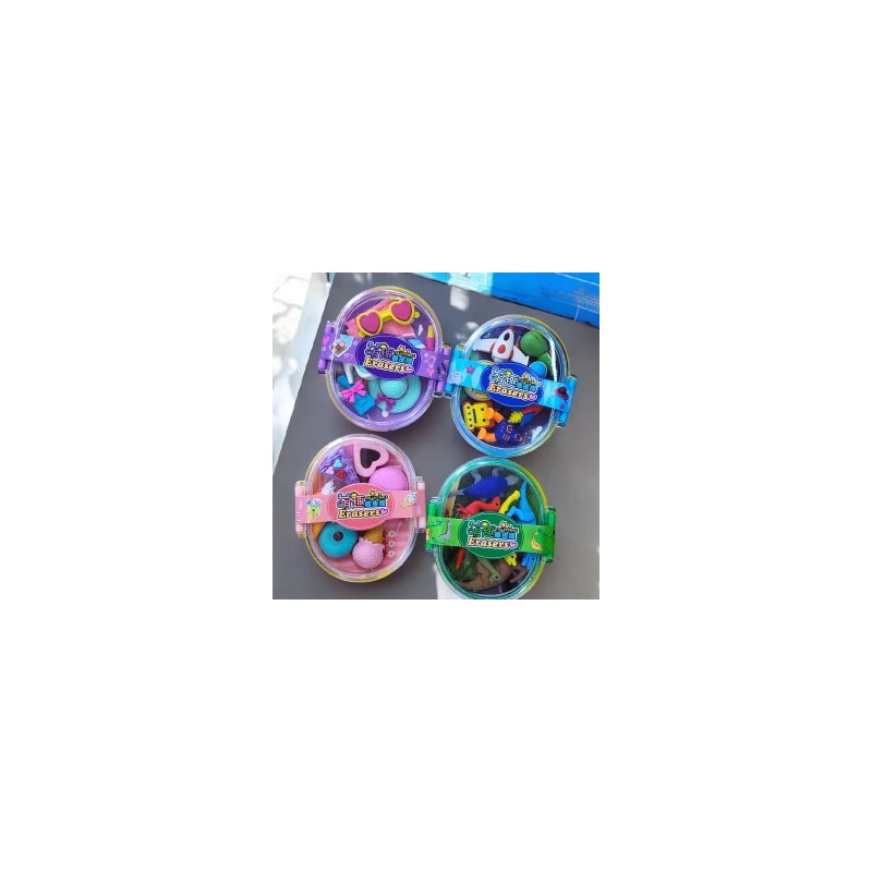 Tupper Ovalo con Borradores Gomas Diseños Kawaii QH-8612