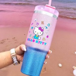 Vaso Termo de Acero Inoxidable con Popote 900ml Kitty Hermetico