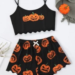 Pijama de Dama Blusa Corta y Short Satin Modelo Print (color al azar)