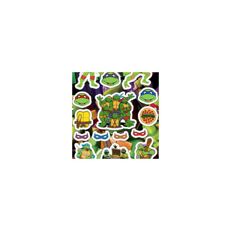 Planilla con 16 Stickers Cortados con Laser Tortugas Ninja