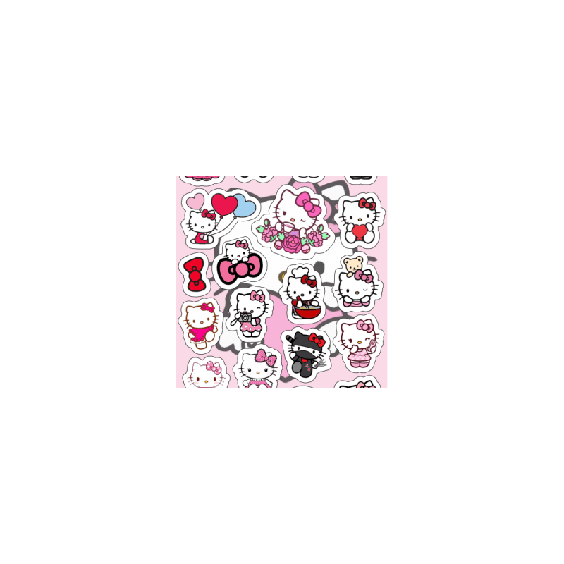 Planilla con 21 Stickers Cortados con Laser Kitty