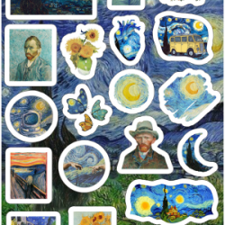 Planilla con 24 Stickers Cortados con Laser Chems