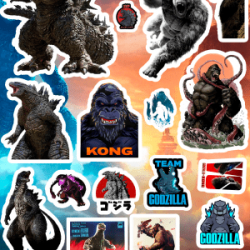 Planilla con 24 Stickers Cortados con Laser Gattitos Tiburones