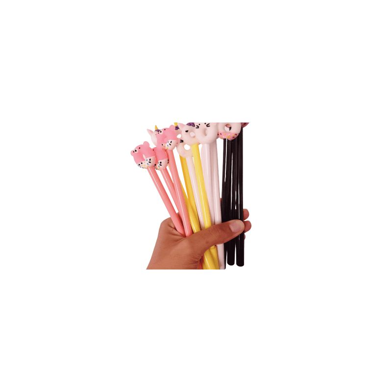 Pluma Kawaii Punto Fino de Gel Flamingo