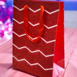 Bolsa de Regalo Chica Rayas Roja Glitter