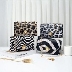 Bolsa Tipo Cartera Crossbody Pieles Con Cadena Metalica