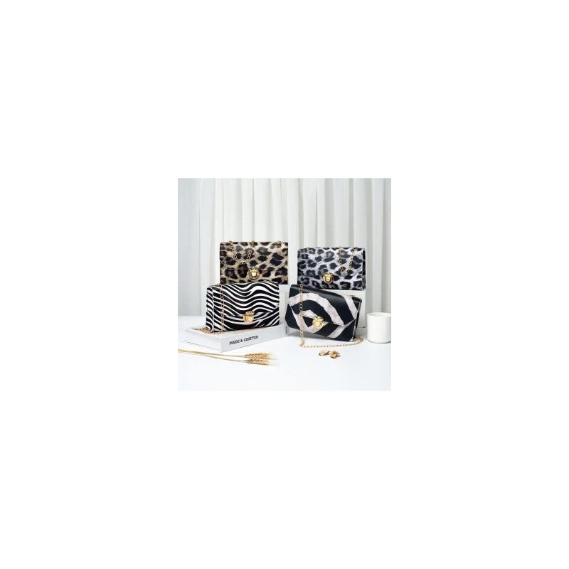Bolsa Tipo Cartera Crossbody Pieles Con Cadena Metalica