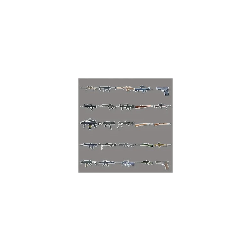 Bolsita de Stickers de 50 Piezas de Armas Militares Free Fire